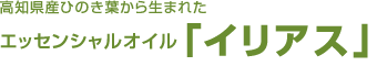 高知県産ひのき葉から生まれたエッセンシャルオイル「イリアス」